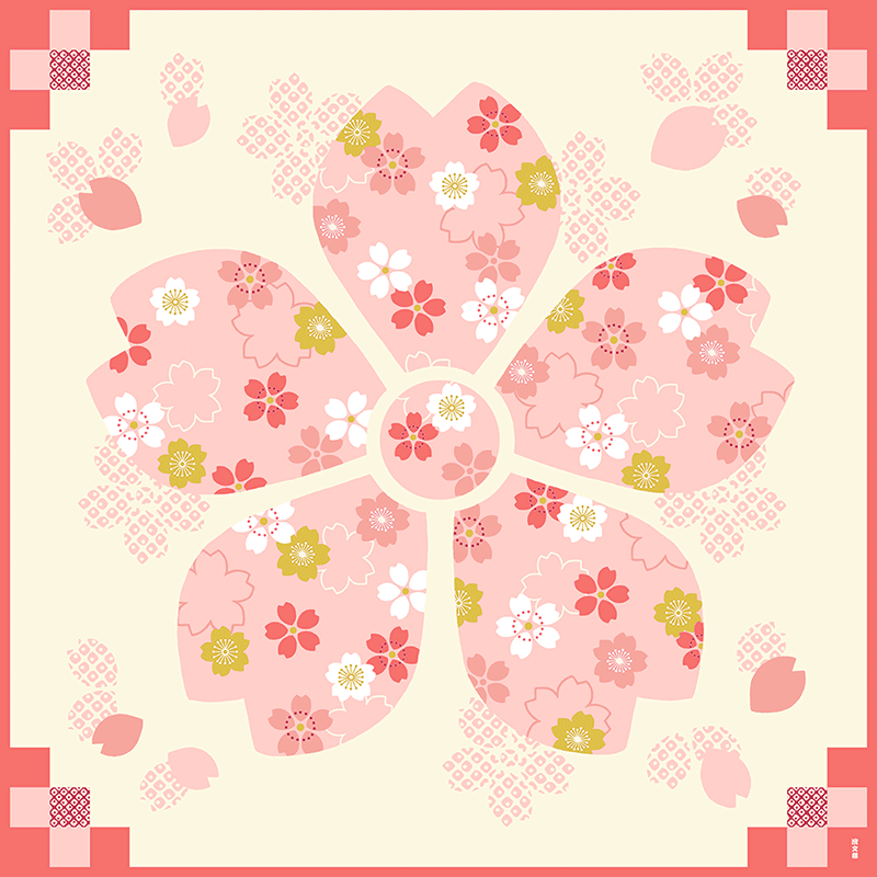 大布　市松に桜なでしこ