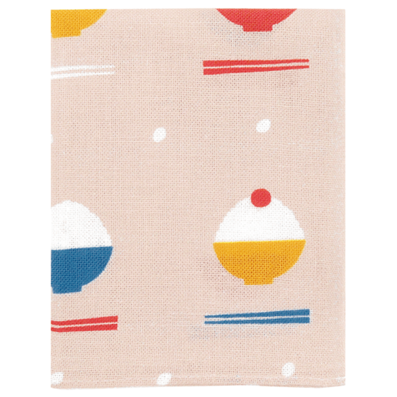 てぬぐいのはんかち　ご飯いただきます