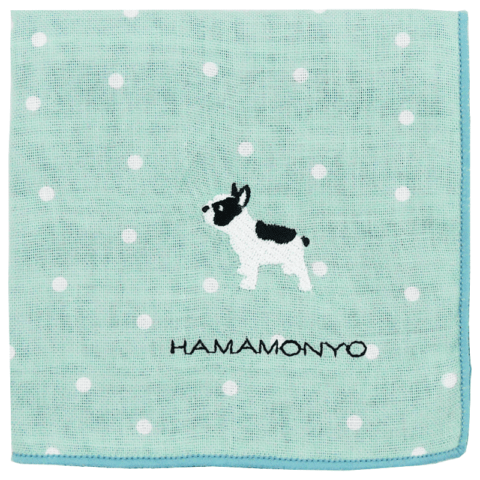 リバーシブルガーゼハンカチ　ドットとフレンチブル