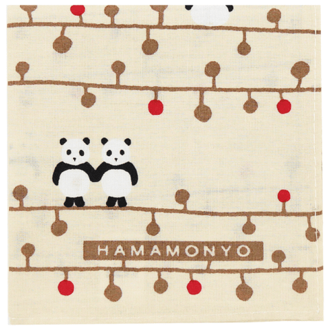 スクエアブロードハンカチ　音と小パンダ