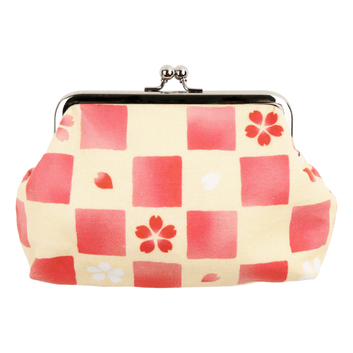 4寸がま口　ふんわり桜と市松