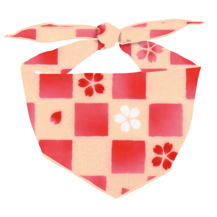 わんにゃんバンダナ　ふんわり桜と市松