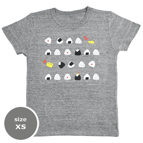 TシャツXS　おむすびならべ　グレー