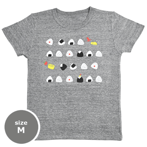 TシャツM　おむすびならべ　グレー