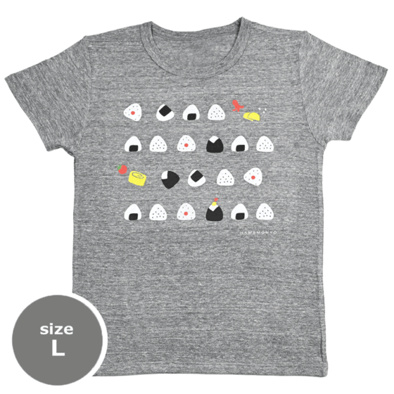 TシャツL　おむすびならべ　グレー
