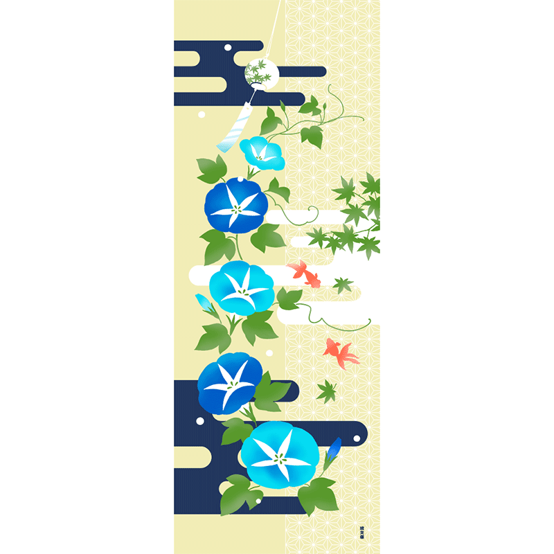 絵てぬぐい　涼み朝顔