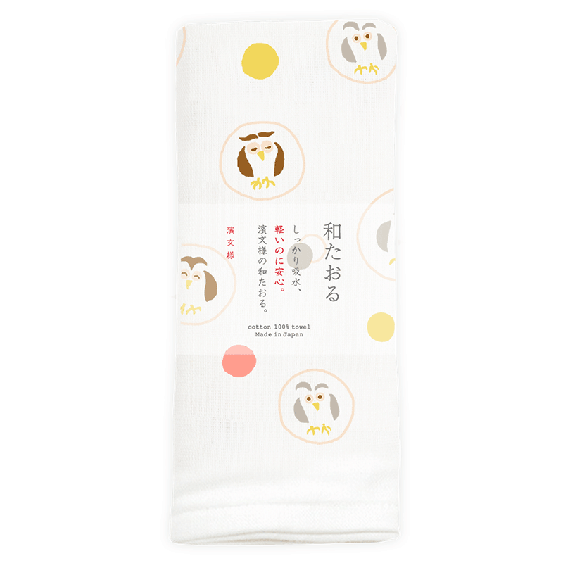 和たおるフェイス　水玉ふくろう