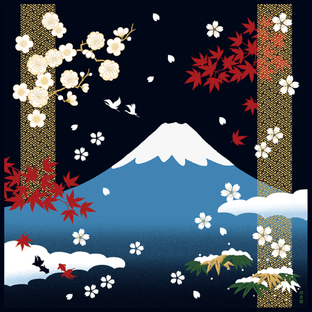 絵小布　四季富士山