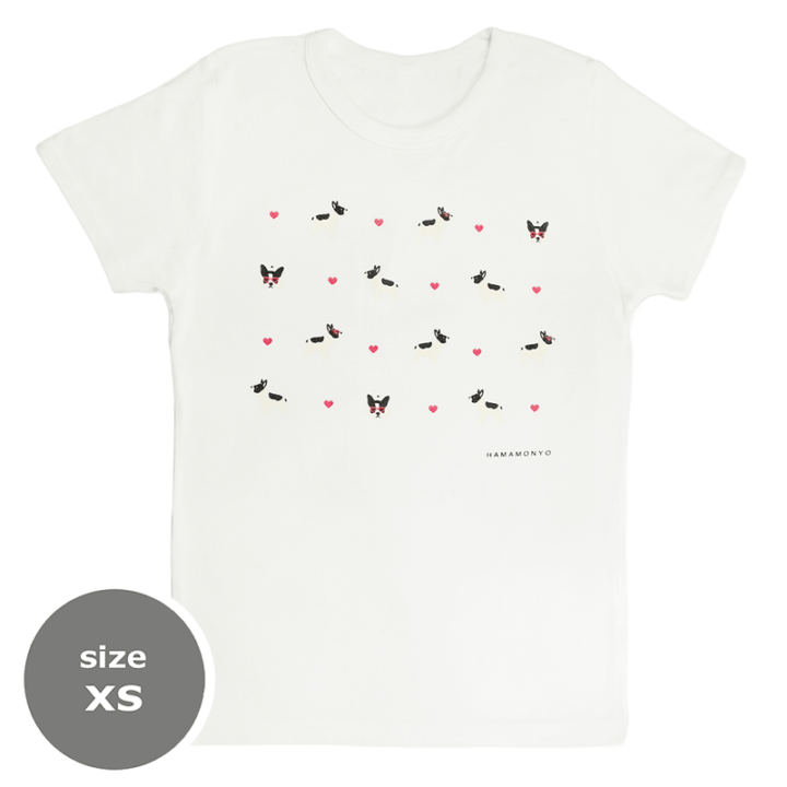 TシャツXS　フレンチブルハート　オフ