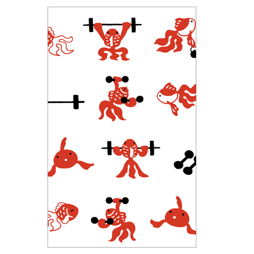 てぬぐい　筋トレ金魚