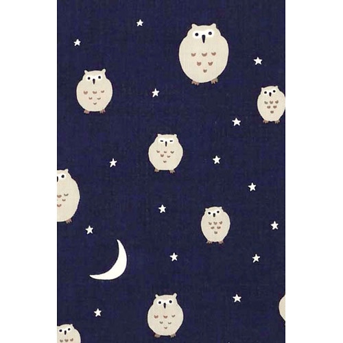 てぬぐい　三日月とふくろう