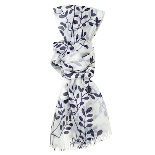 綿ストール　エコリーフ　紺