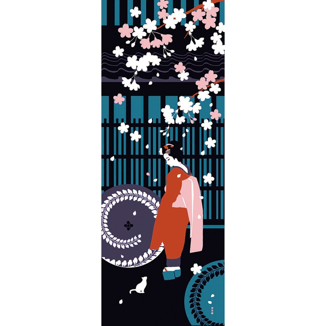 絵てぬぐい　桜舞妓