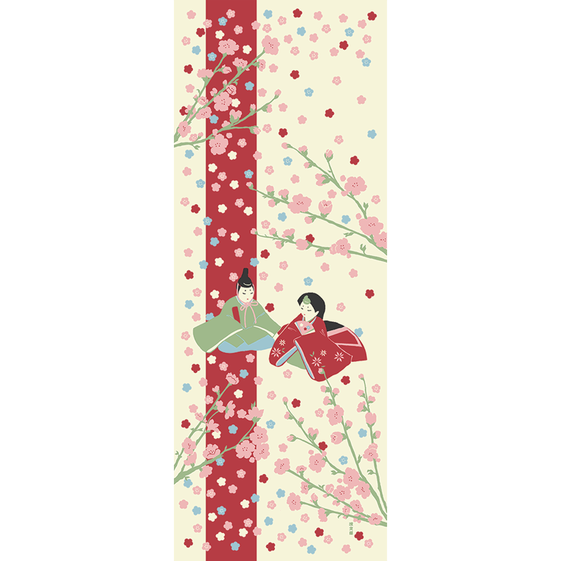 絵てぬぐい　桃の節句