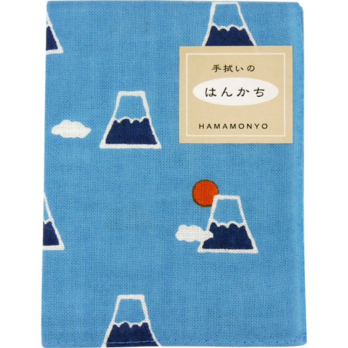 てぬぐいのはんかち　富士山と雲