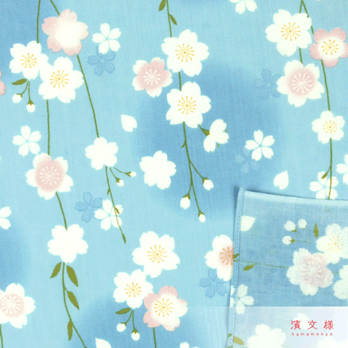 てぬぐいのはんかち　清ら枝垂れ桜