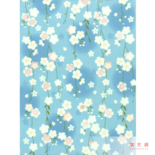 てぬぐいのはんかち　清ら枝垂れ桜