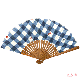 【在庫限りで終了】てぬぐい扇子　格子金魚