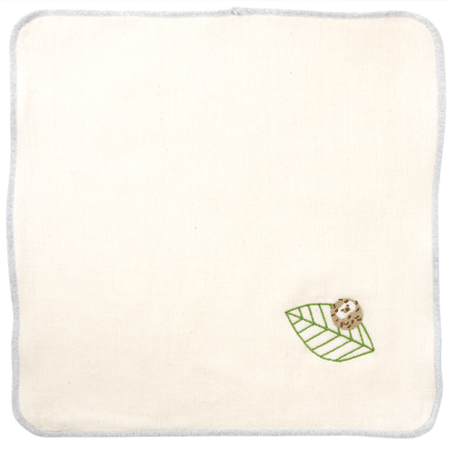 モール糸タオルハンカチ 眠りハリネズミと葉｜すべての商品｜てぬぐい