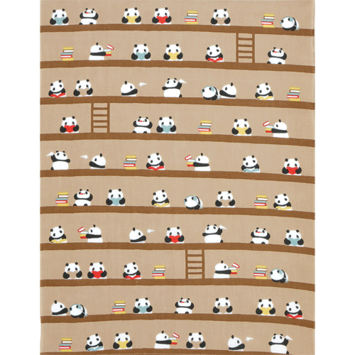 てぬぐいのはんかち パンダの図書館｜▽アイテム・用途で選ぶ,はんかち