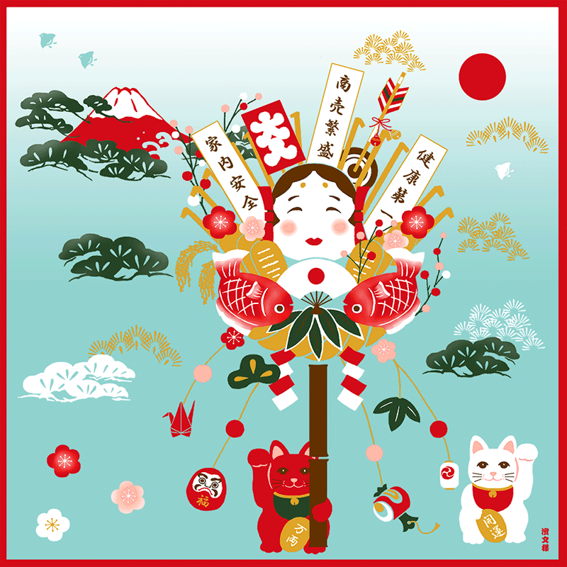 絵小布　赤富士熊手