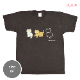 ピグメント染めTシャツM　ねこめがね　ブラック