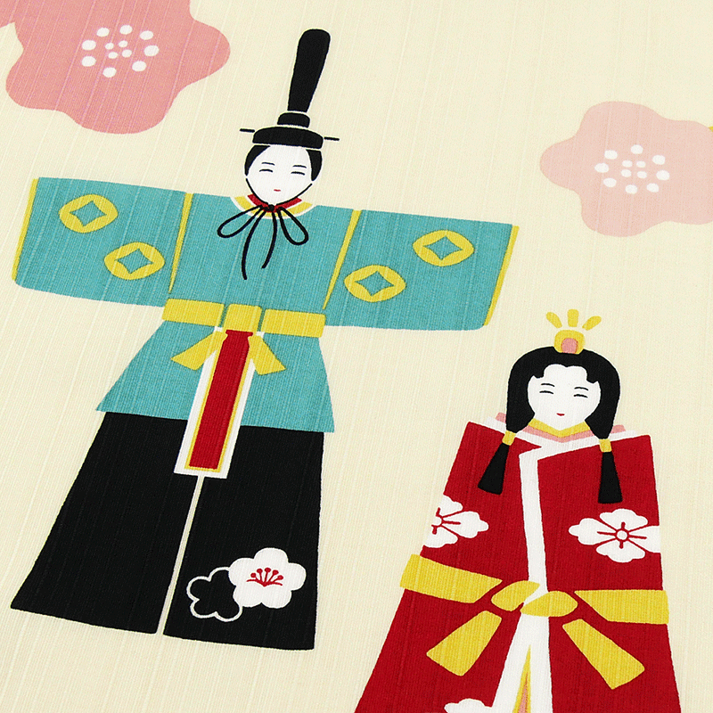 絵小布　立ち雛と桃の花