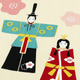 絵小布　立ち雛と桃の花