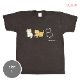 ピグメント染めTシャツL　ねこめがね　ブラック