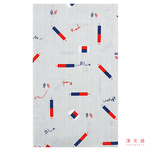 てぬぐい　まめ赤青えんぴつ