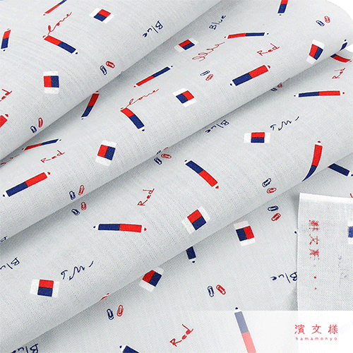 てぬぐい　まめ赤青えんぴつ