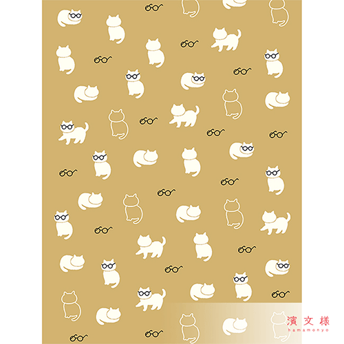 てぬぐいのはんかち　ねこめがね