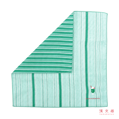 リバーシブルガーゼハンカチ まだら縞とクリームソーダ｜▽アイテム