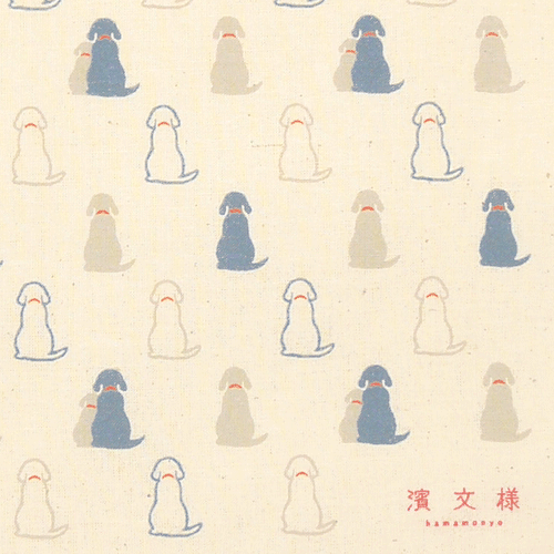 ポケット付ナチュラルワイドトート　おすわりわんこ