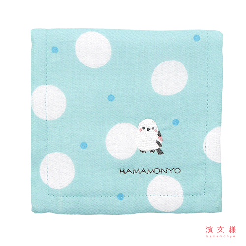 リバーシブルハーフハンカチ シマエナガ ブルー｜▽アイテム