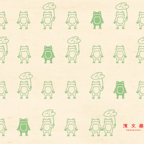 ポケット付ナチュラルワイドトート　雨の日カエル