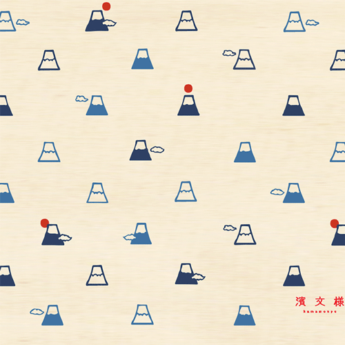 ポケット付ナチュラルワイドトート　富士山と雲