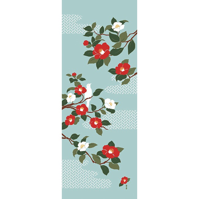 絵てぬぐい　思い出椿