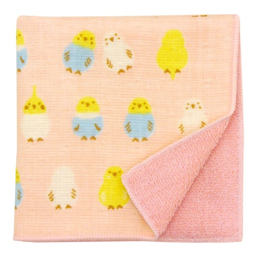 和たおるセミウォッシュ　インコ並べ　ピンク