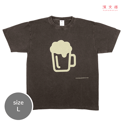 ピグメント染めTシャツL　ビール　ブラック