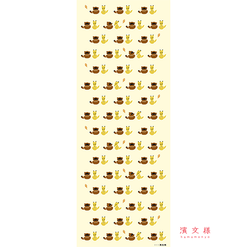 てぬぐい　キツネとタヌキ