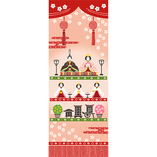 絵てぬぐい　ほほえみ雛かざり