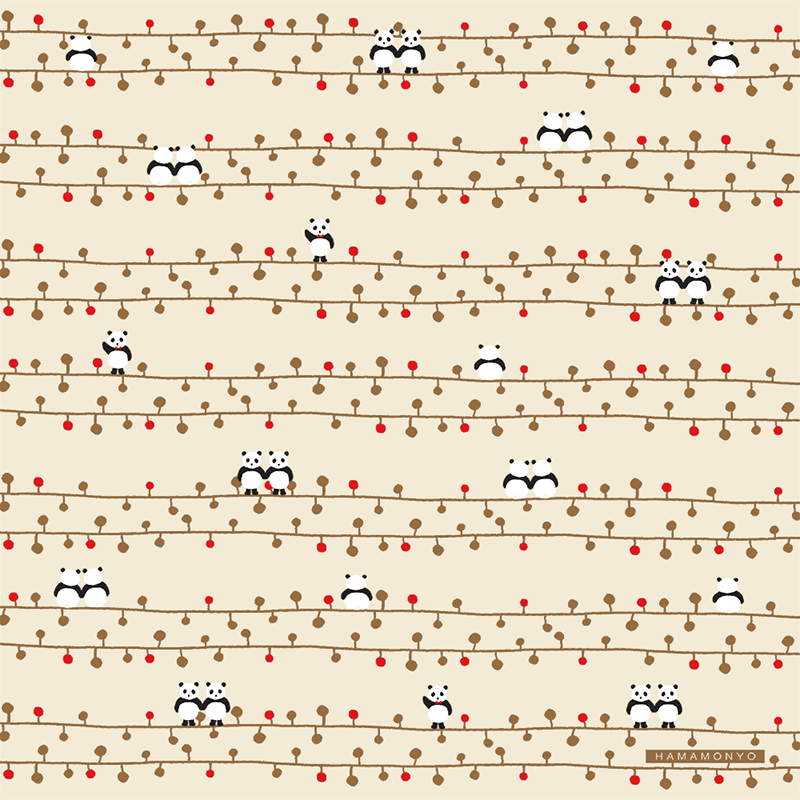 スクエアブロードハンカチ　音と小パンダ