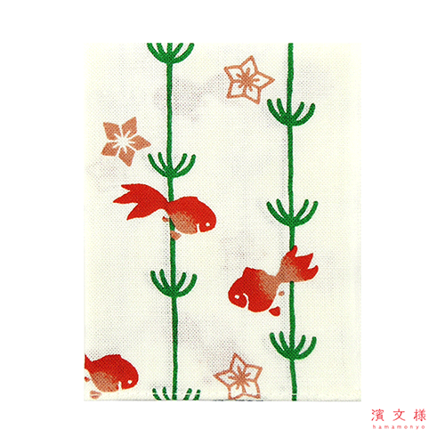 てぬぐいのはんかち　水草金魚