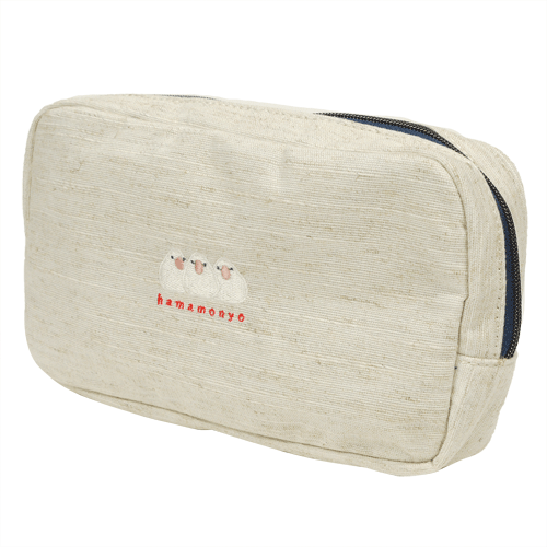 ナチュラルフリーポーチ　おしくら文鳥