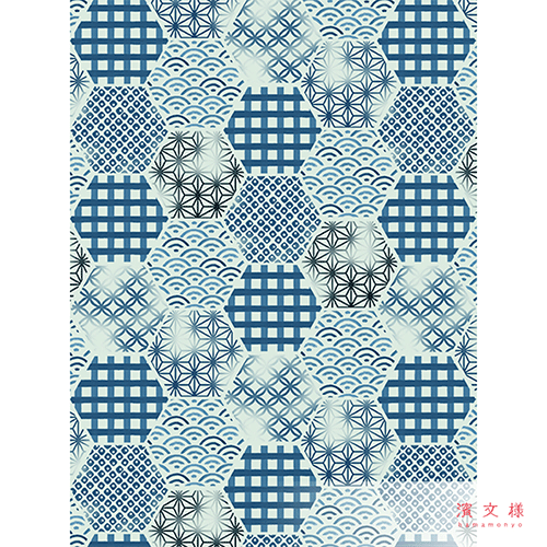 てぬぐいのはんかち　六角にじみ小紋