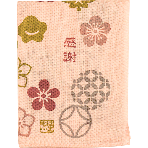 ひとことはんかち　感謝花もよう