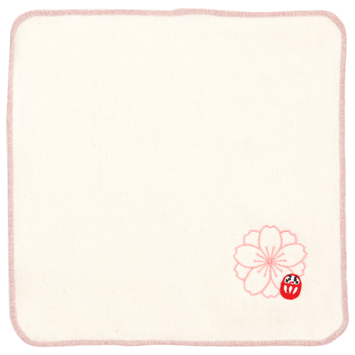 モール糸タオルハンカチ　だるまと桜