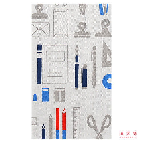 てぬぐい　文具ならべ