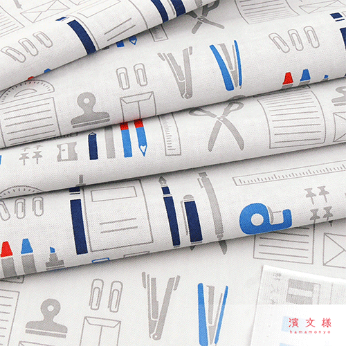 てぬぐい　文具ならべ